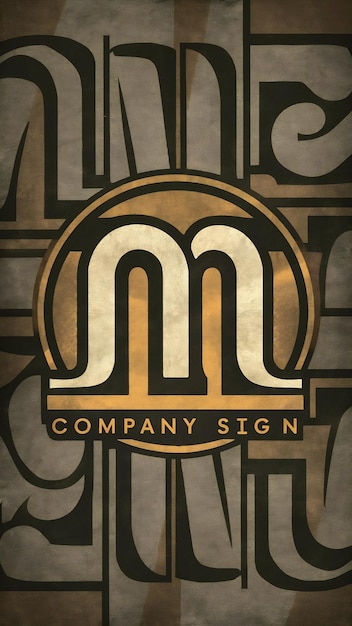 Photo m letter sign retro company symbol vector design