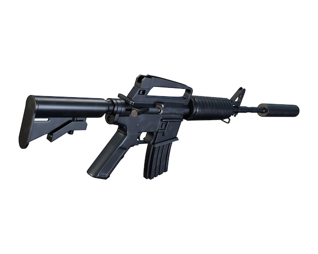 Photo m4a1 automatic carbine 3d render isolated on white background