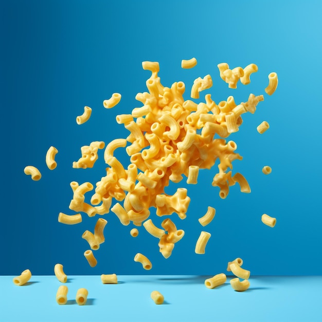 macaroni advertisement on a blue background