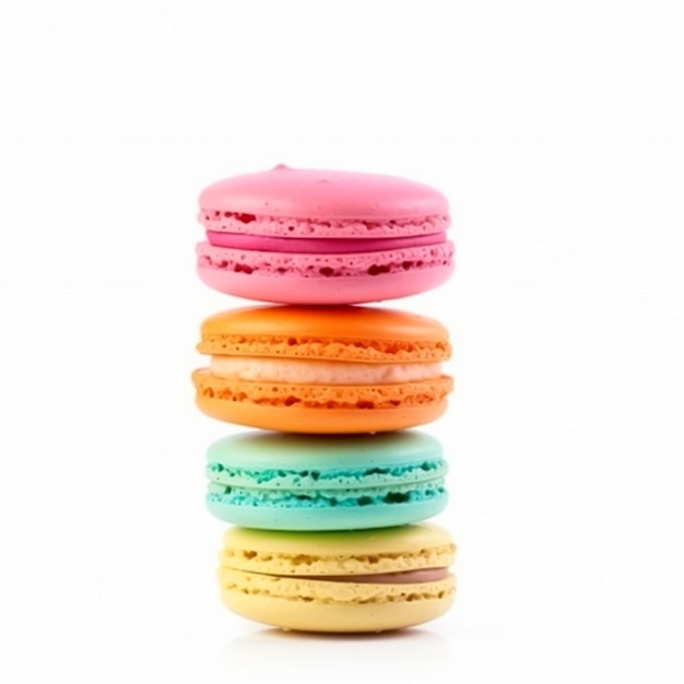 Macarons macaroons isolated on white background cream pastel chic cafe dessert sweet food and holiday cake for luxury confectionery generative ai