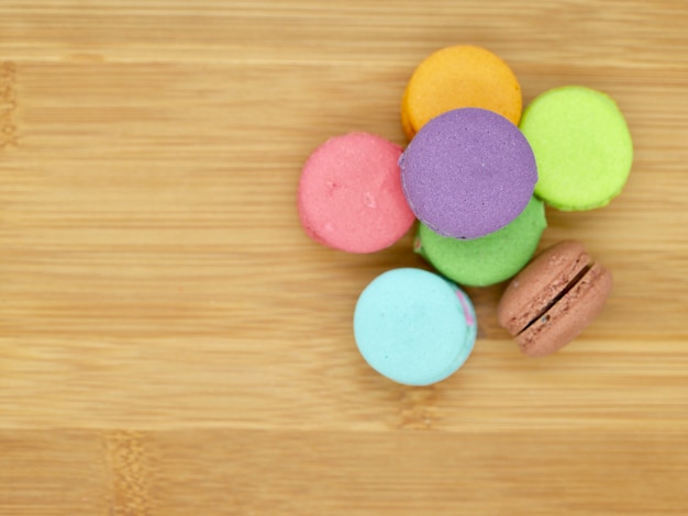 Macaroon on the wood table 