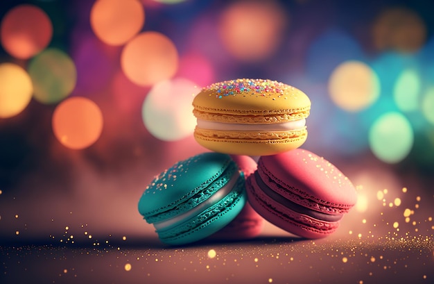 Macaroons on a beautiful background Generative AI