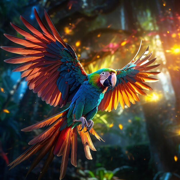 Macaw's Majestic Wing Display