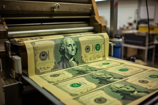 Machine printing dollar banknotes Generative AI