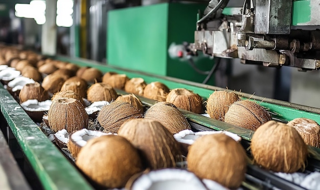 a machine with coconuts on it and a green machine with a green background