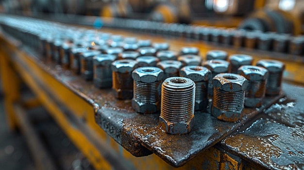 a machine with many metal bolts and some metal parts