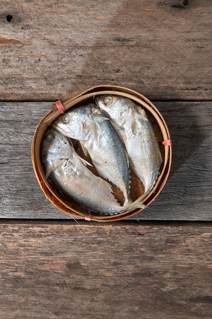 Mackerel in basket (Thai mackerel fish steamed)