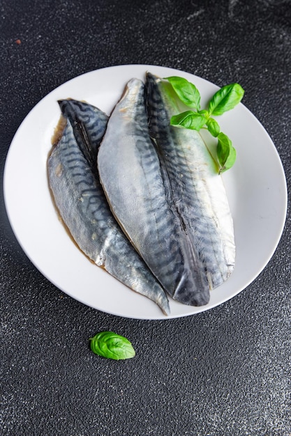 mackerel raw fish seafood cooking healthy meal food snack diet on the table copy space food