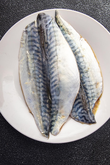 mackerel raw fish seafood cooking healthy meal food snack diet on the table copy space food