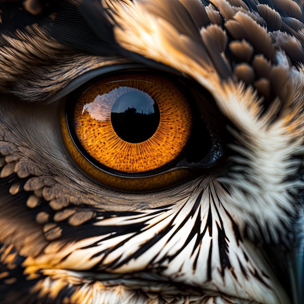 Macro Animal Eye Iris Transparent Shiny Bright Owl Iris Closeup Macro Photo Imitation Generative AI Illustration