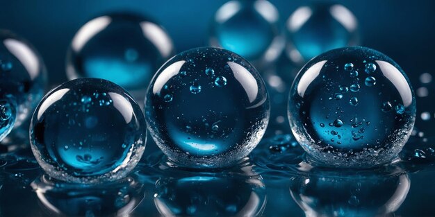 Photo macro of blue gel balls watery polymer hydrogel background liquid background hydrogel watery macro polymer