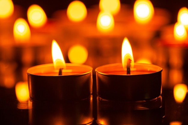 macro candle,Burning candles on dark background