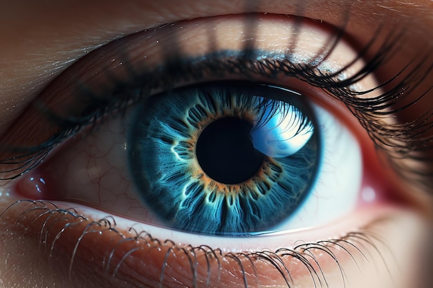 Macro close up of a woman s striking blue eye