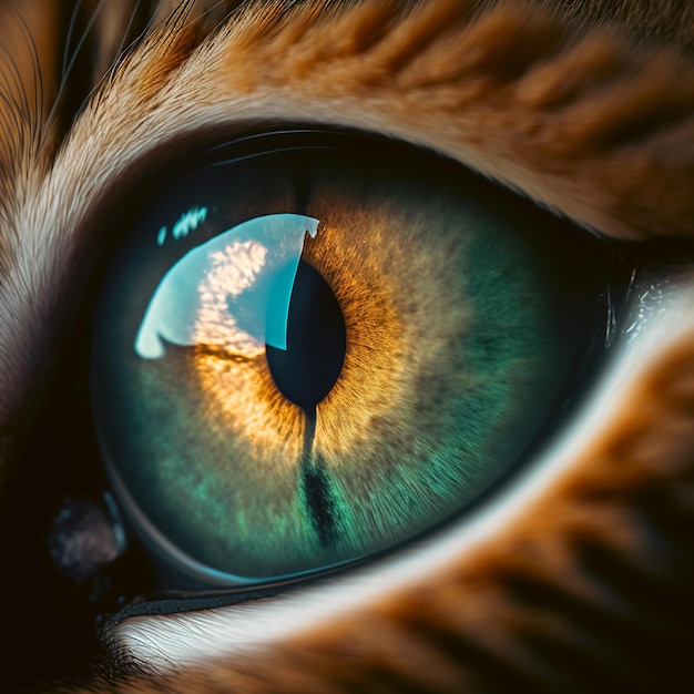 Macro closeup of a green cat's eye Generative AI