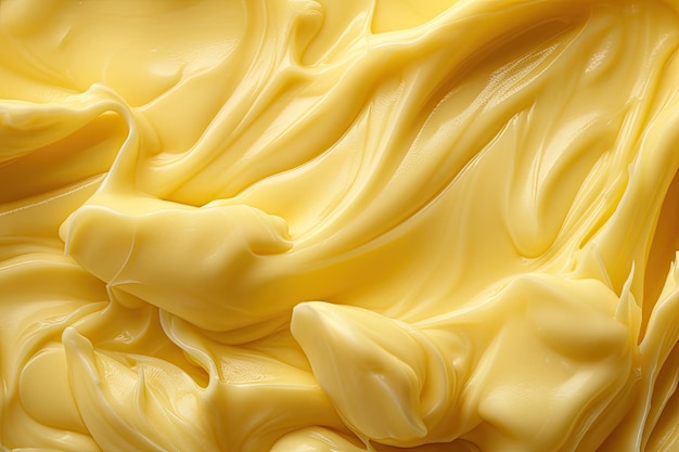 Macro closeup of opened yellow butter with a butter texture background