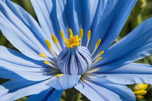 Photo macro closeup of wild blue chicory flower