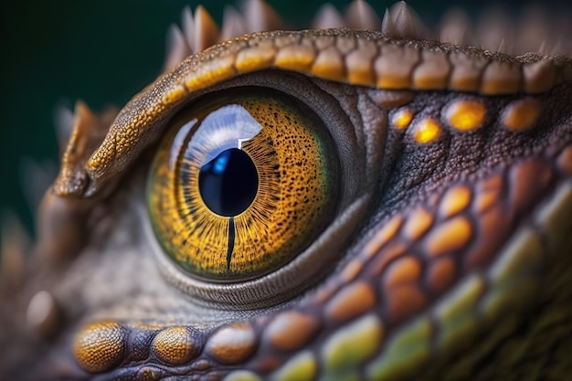 Macro of a colorful reptile eye Ai generated