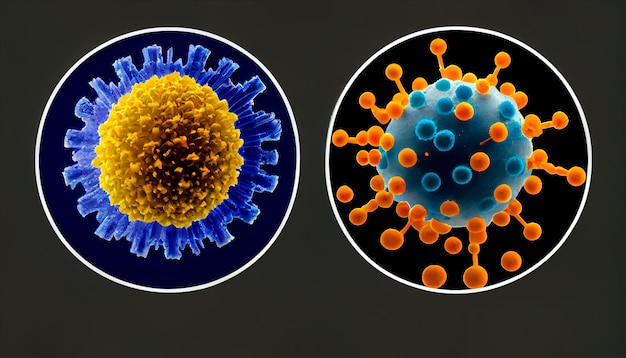 Macro coronaviruscovid19 cell delta plus variant B11529B16401deltacronCOVID 19 variant of SARSCoV2 in 2022Mutated coronavirus SARSCoV2 flu disease pandemic Generative AI