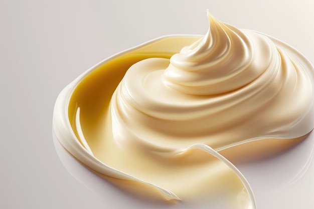 Macro cream moisturizer smear a wavy texture on a white