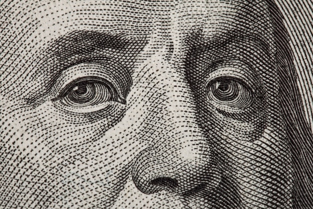 Macro face franklin currency money