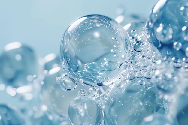 Macro freeze shot of hydrating hydrogel balls for beauty