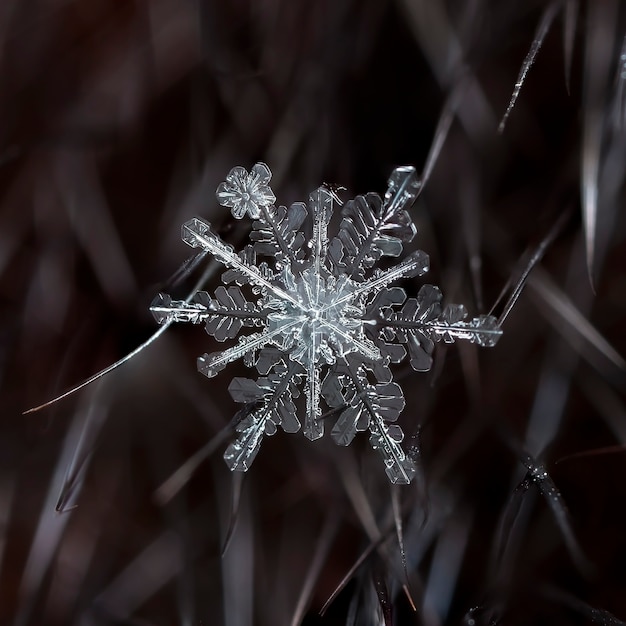 Macro of frozen snowflake