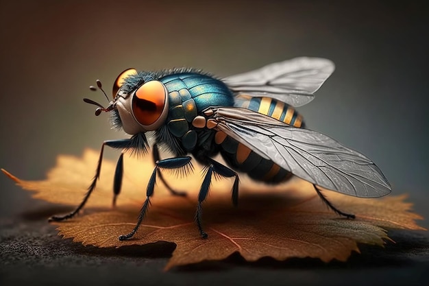 Macro image of a fly Ai generated