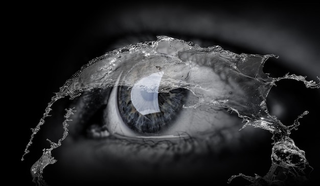 Macro image of human eye. Mixed media