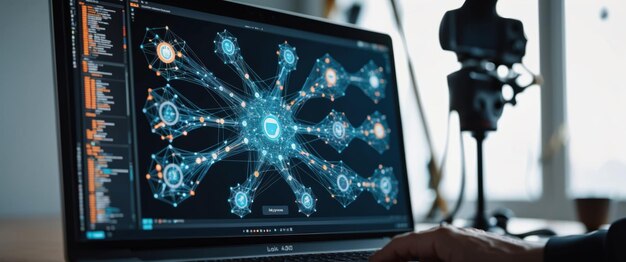 Photo macro image illustrating machine learning processes in a tech environment