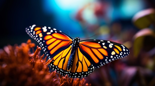 Macro image of orange butterfly monarch