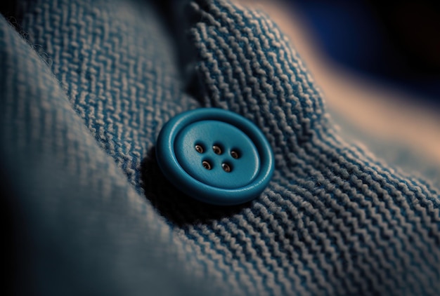 Macro image of a warm blue shirts button