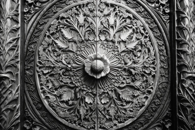 Macro of intricate detailing on doorway created with generative ai