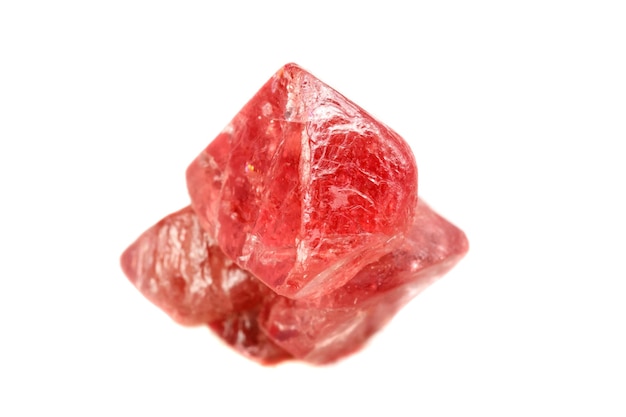 Macro mineral spinel stone on white background