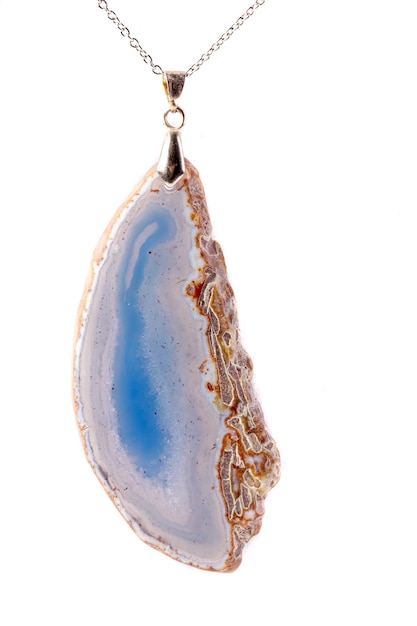 Macro mineral stone agate on a white background