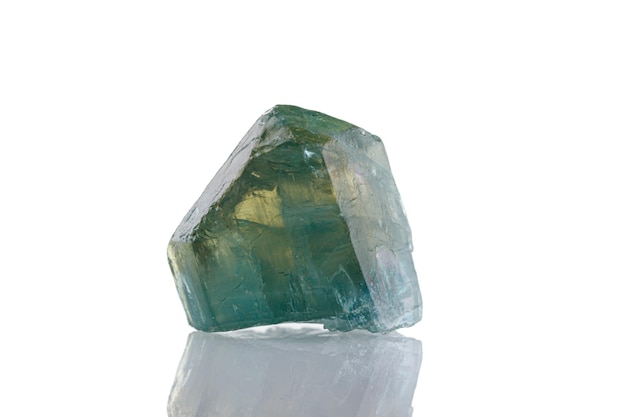 Macro mineral stone Apatite on a white background