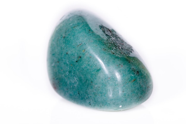 Macro mineral stone aventurine green on white background