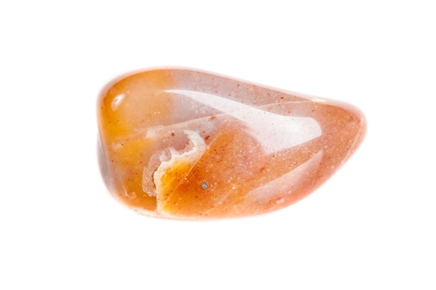 Macro mineral stone Carnelian on white background