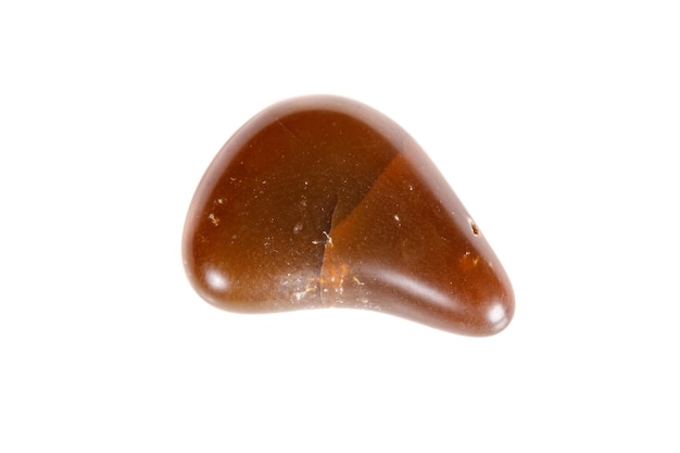 Macro mineral stone Carnelian on white background