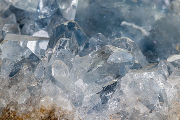 Macro mineral stone Celestine in the breed a white background