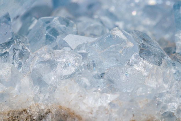 Macro mineral stone Celestine in the breed a white background