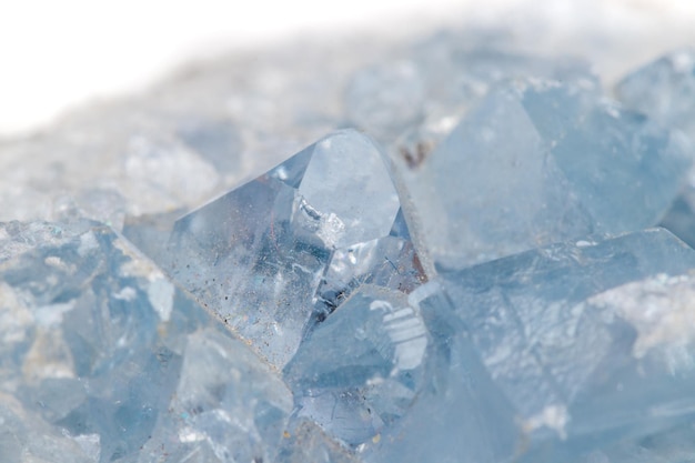 Macro mineral stone Celestine in the breed a white background