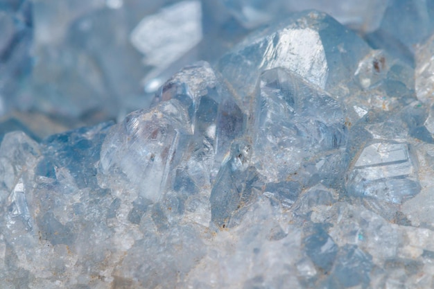 Macro mineral stone Celestine in the breed a white background