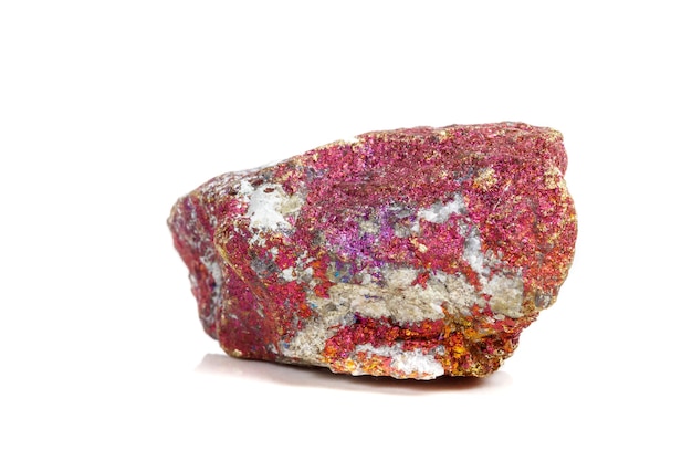 Macro mineral stone Chalcopyrite in the rock on a white background