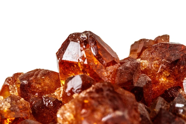 Macro mineral stone Citrine on white background