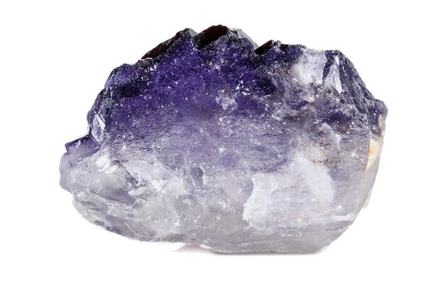 Macro mineral stone Fluorite on a white background