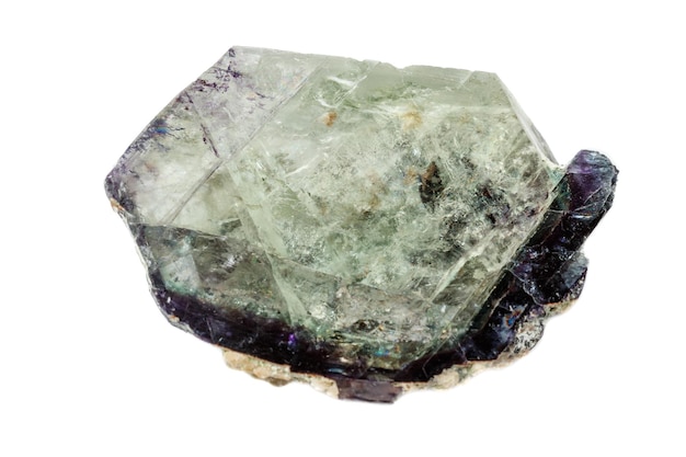 Macro of a mineral stone Fluorite on a white background