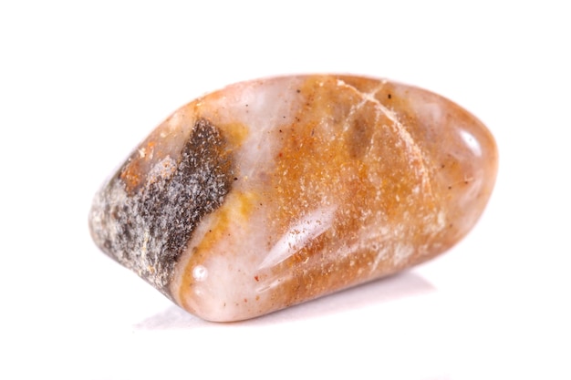 Macro mineral stone jasper on a white background