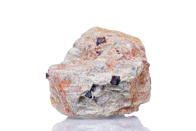 Macro mineral stone Magnetite on a white background