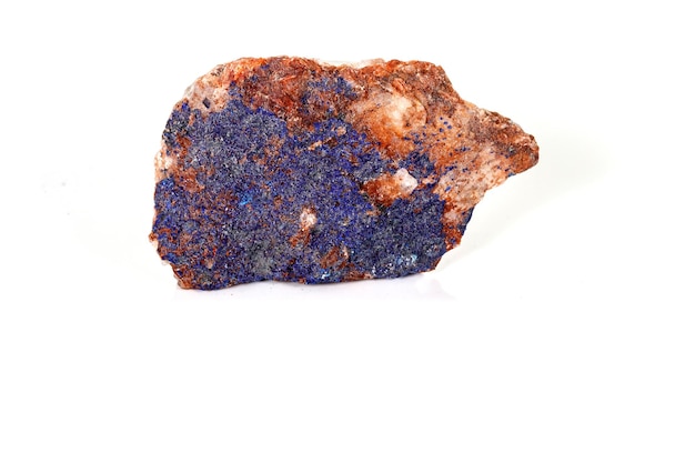 Macro mineral stone Malachite and Azurite against white background