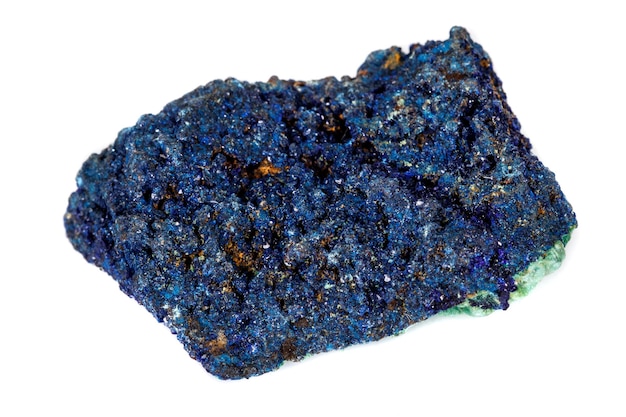 Macro mineral stone Malachite and Azurite against white background